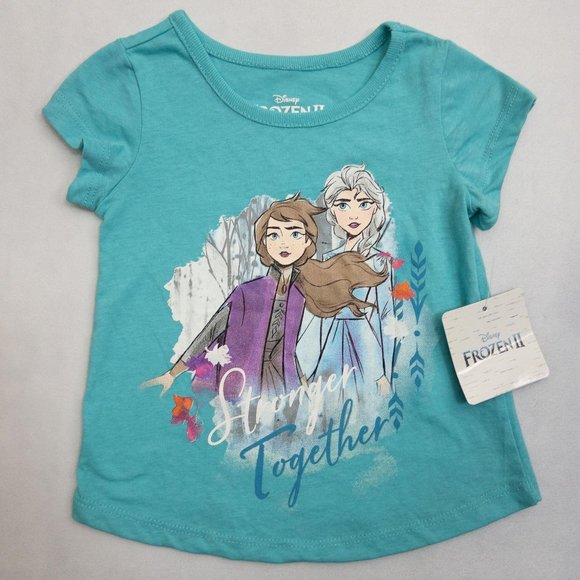 Frozen II T Shirt Stronger Together Blue Girls Toddler Size 3T New With Tags
